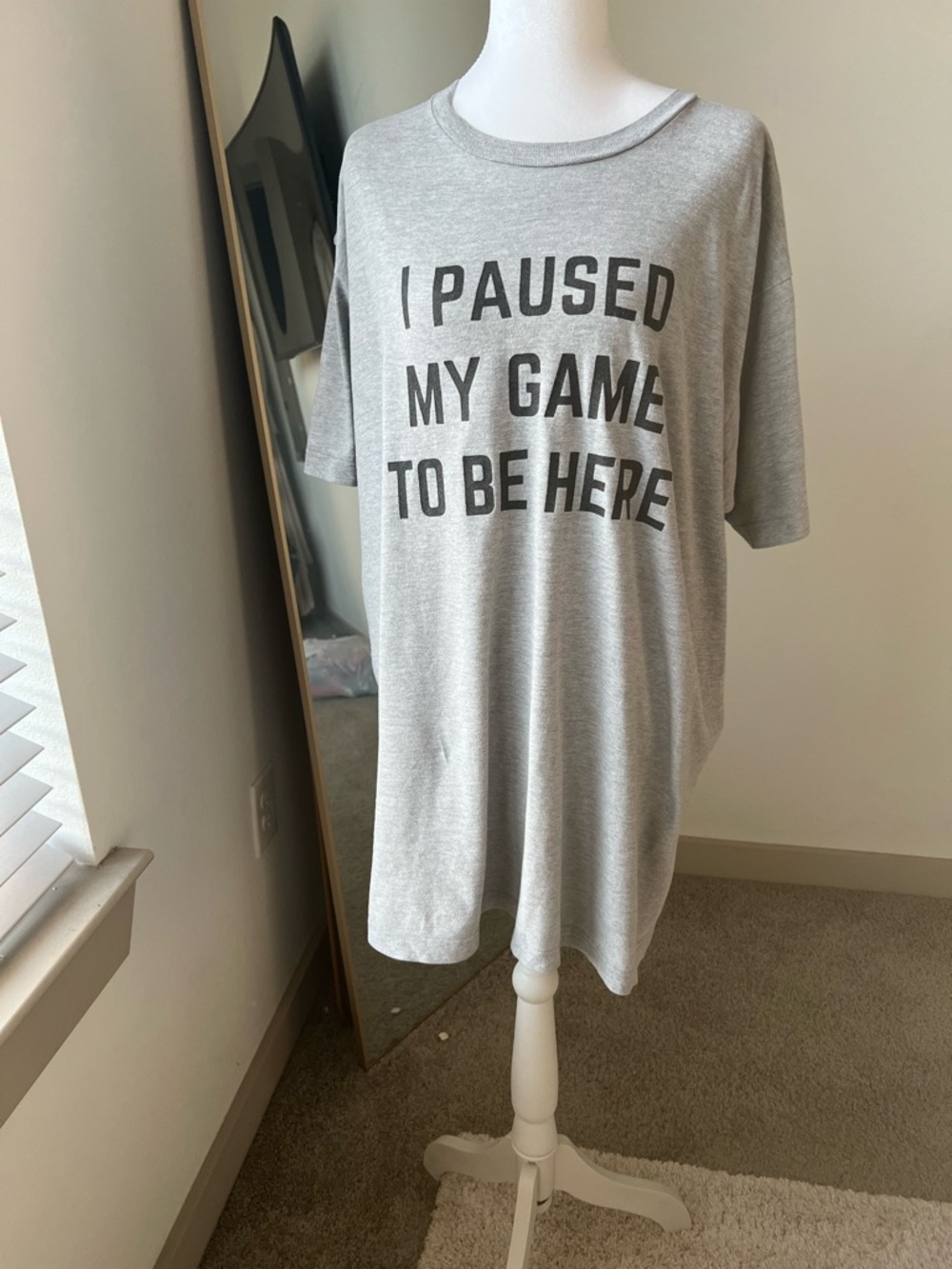 I Paused My Game To Be Here Gray Graphic Tee
